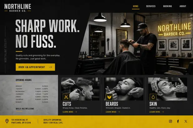 Northline Barber Co. — Barbers website concept
