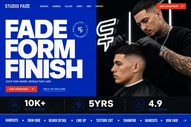 Studio Fade — Barbers website concept
