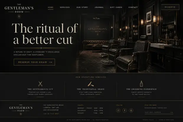 The Gentleman's Room — Barbers website concept