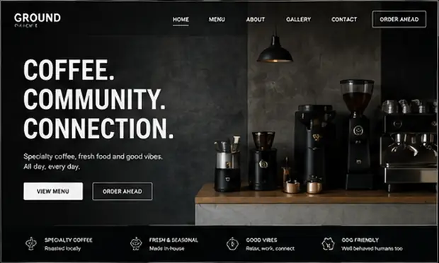 Ground — Cafés & Coffee Shops website concept