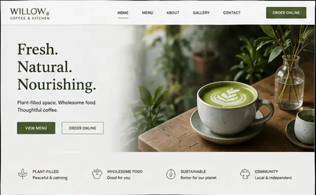 Willow Coffee & Kitchen — Cafés & Coffee Shops website concept