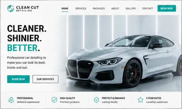Clean Cut Detailing — Automotive & Garages website concept