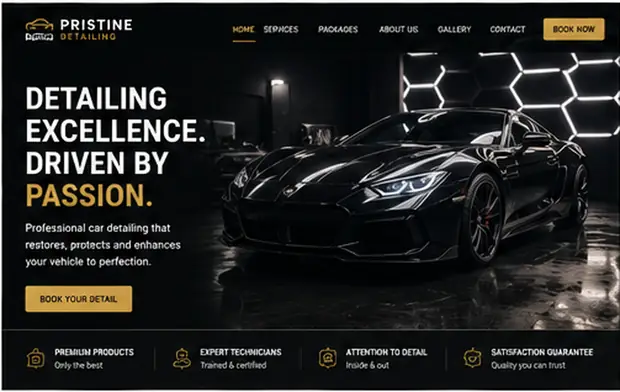 Pristine Detailing — Automotive & Garages website concept
