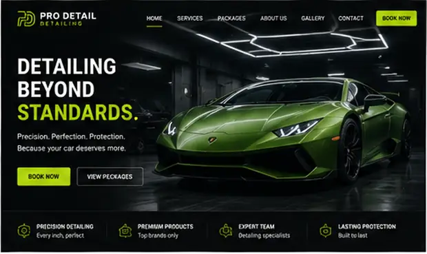 Pro Detail — Automotive & Garages website concept