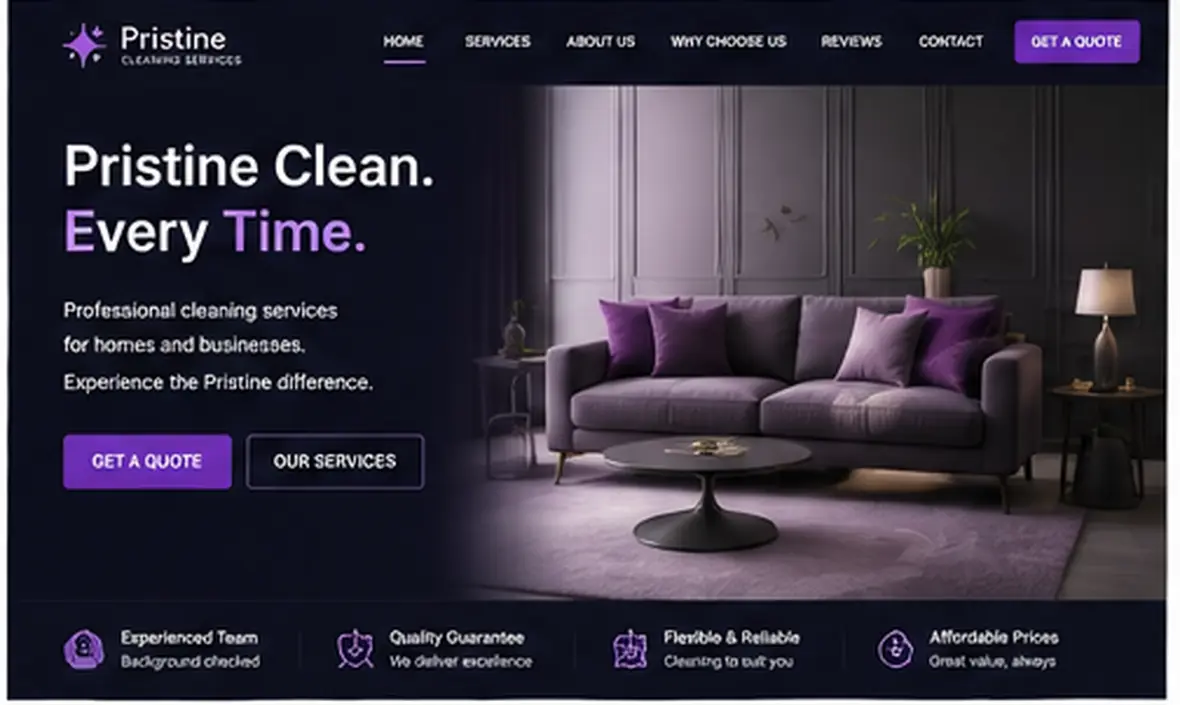 Pristine Cleaning home page — Cleaning Companies website concept