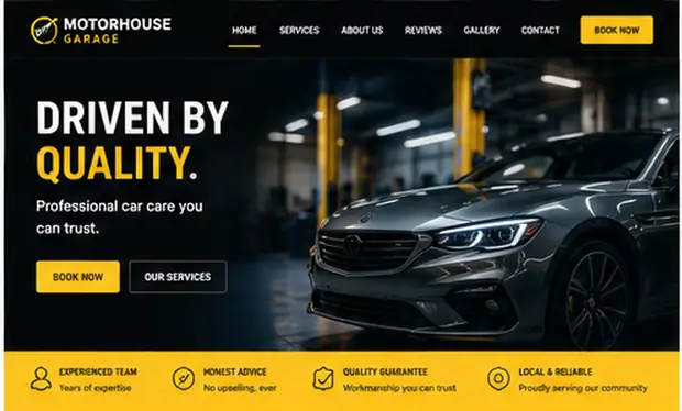 Motorhouse Garage — Automotive & Garages website concept