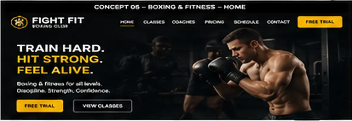 Fight Fit Boxing Club home page — Gyms, Studios & Martial Arts website concept