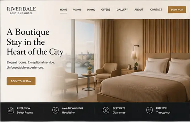 Riverdale Boutique Hotel — Hotels & Retreats website concept