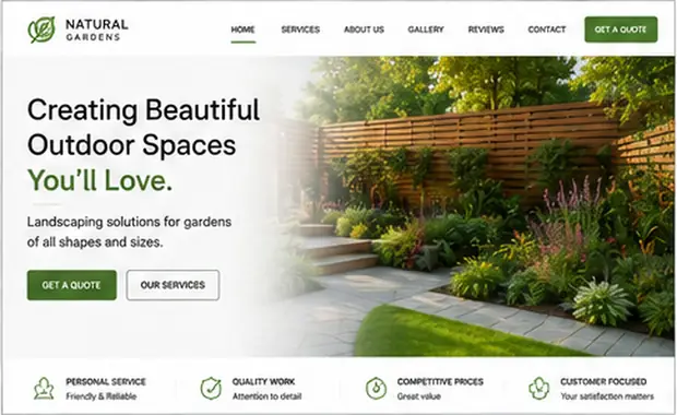 Natural Gardens — Landscaping & Gardening website concept