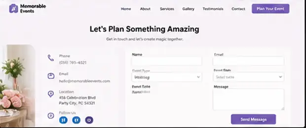 Memorable Events — Other Businesses website concept