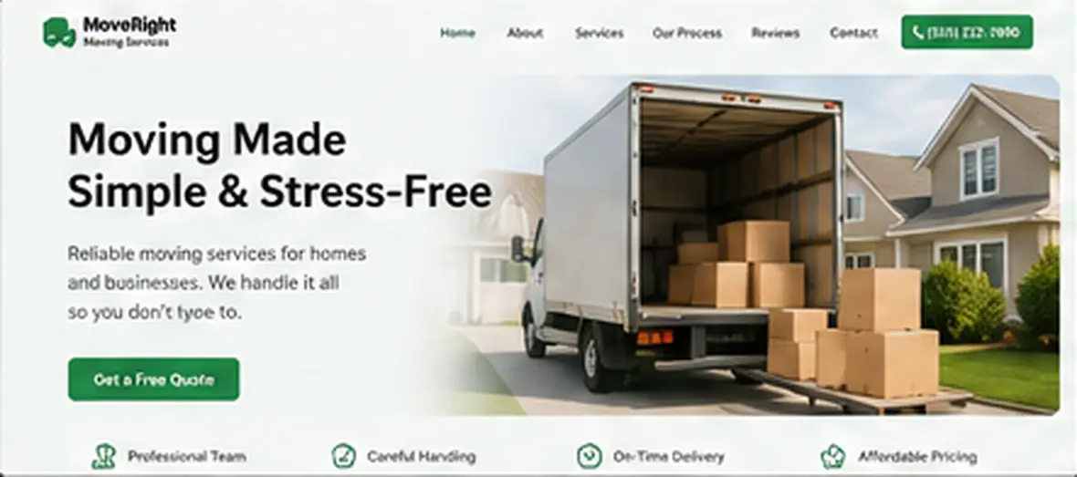 MoveRight Moving Services removals home page — Other Businesses website concept