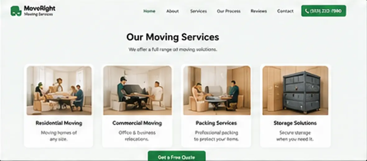 MoveRight Moving Services removals services page — Other Businesses website concept
