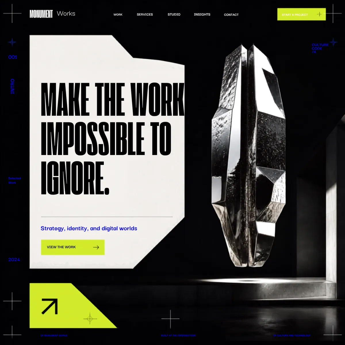 Monument Works home page — Premium Brands website concept