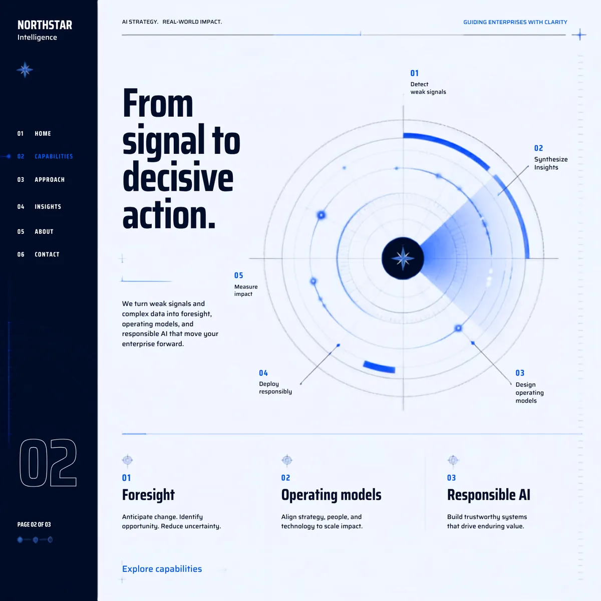 Northstar Intelligence capabilities page — Premium Brands website concept
