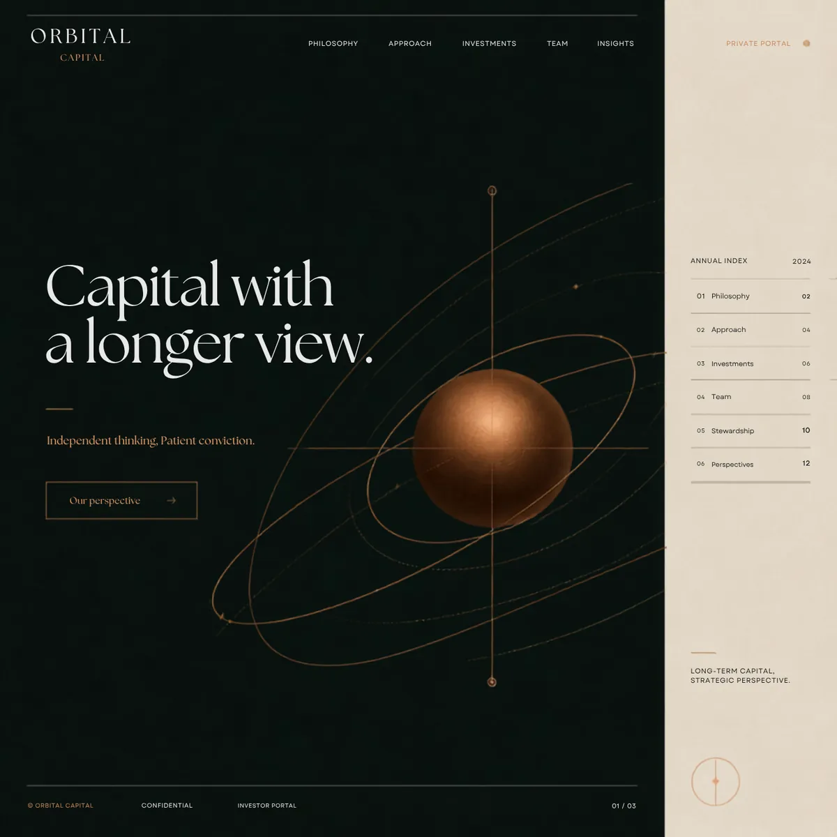 Orbital Capital overview page — Premium Brands website concept