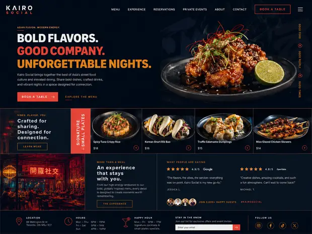 Kairo Social — Restaurants website concept