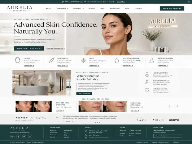 Aurelia Skin Studio — Hair & Beauty Salons website concept