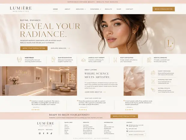 Lumière Aesthetics — Hair & Beauty Salons website concept