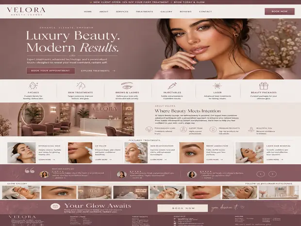 Velora Beauty Lounge — Hair & Beauty Salons website concept