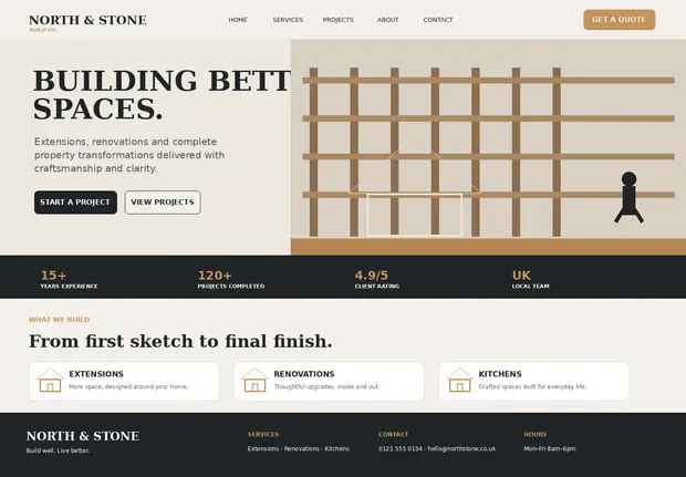 North & Stone — Trades & Construction website concept
