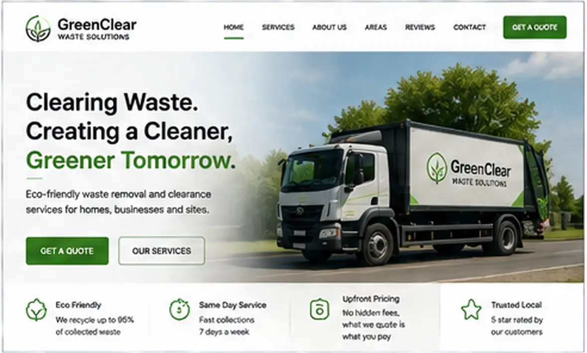 GreenClear Waste Solutions home page — Waste & Clearance website concept