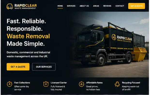 RapidClear Waste Management — Waste & Clearance website concept