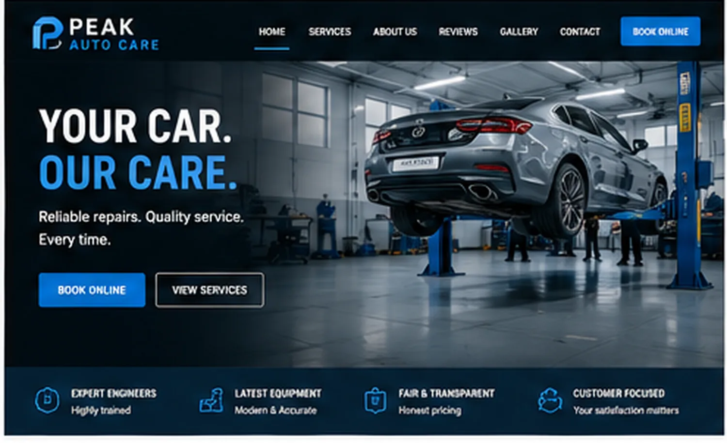 Garages & Mechanics website design concept